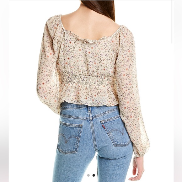 Aidan Lace Up Crop Top in Ivory Multi, Size Small - Picture 3 of 17